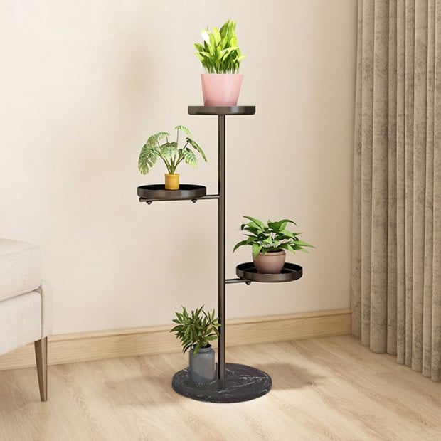 3 Tier Black Round Plant Stand Flowerpot Tray Display Metal Image 4