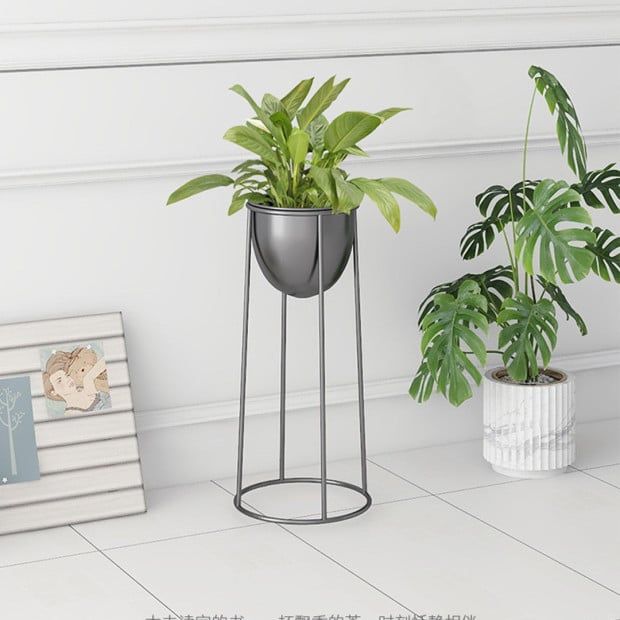 50cm Round Wire Metal Flower Pot Stand Black Flowerpot Rack Display Image 4