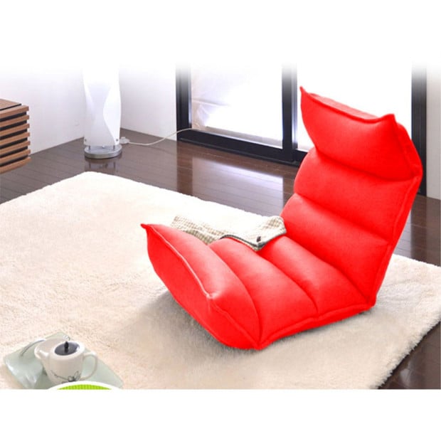Foldable Tatami Floor Sofa Meditation Lounge Chair Recliner Red Image 4