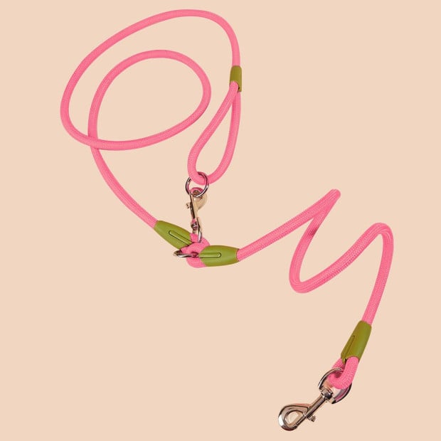220cm Multifunction Rope Pet Cat Dog Puppy Double Ended Leash Pink Image 4