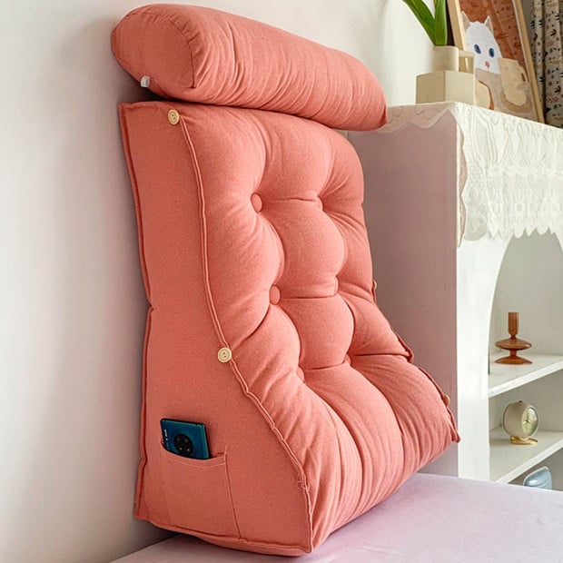 45cm Peach Triangular Wedge Lumbar Pillow Headboard Backrest Cushion Image 4
