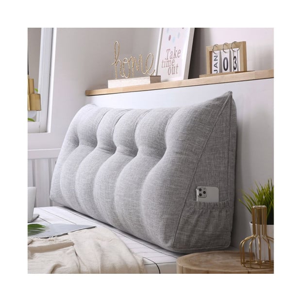 150cm Silver Triangular Wedge Bed Pillow Backrest Tatami Cushion Image 4