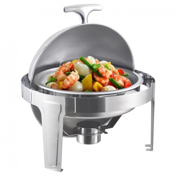 SOGA 6L Stainless Steel Chafing Food Warmer Catering Round Roll Top Image 4