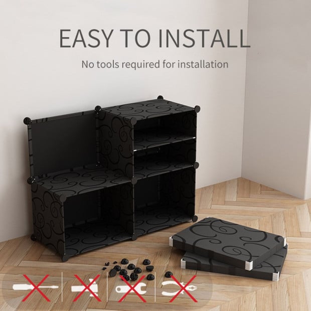 4 Tier 2 Column Shoe Rack Organizer Sneaker Footwear Storage Cabinet Image 4