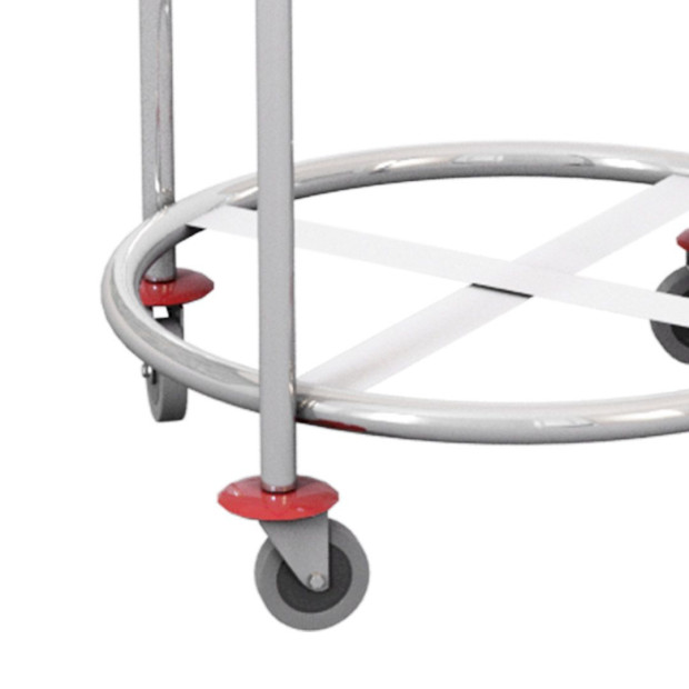 Stainless Steel Round Linen Laundry Trolley Cart with Wheels White Image 4