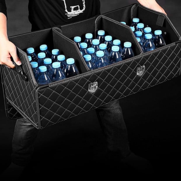 Car Boot Collapsible Foldable Trunk Cargo Box Black/White - Large Image 4