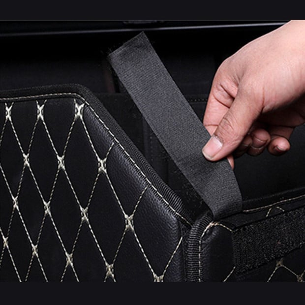 Car Boot Collapsible Foldable Trunk Cargo Box Black/Gold Stitch Small Image 4