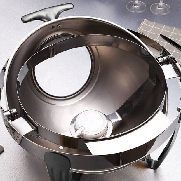 6.5L Stainless Steel Round Soup Tureen Bowl Dish Catering Warmer Image 4