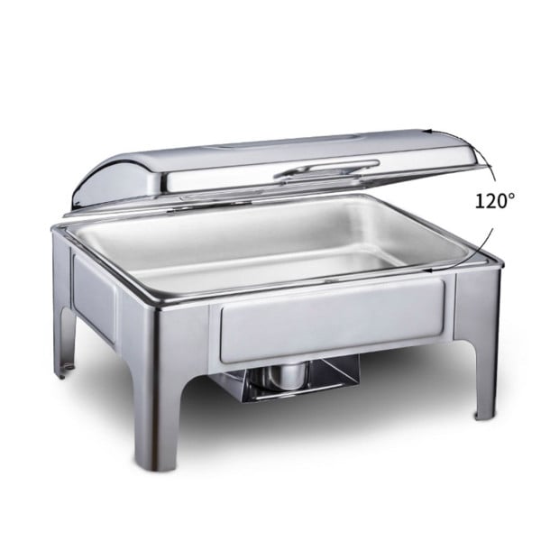 9L Rectangular Stainless Steel Soup Warmer Roll Top Chafing Dish Image 4