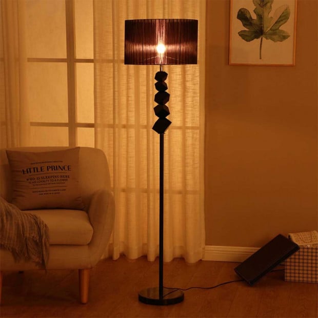 SOGA Floor Lamp Metal Base Standing Light with Dark Shade Tall Lamp Image 4