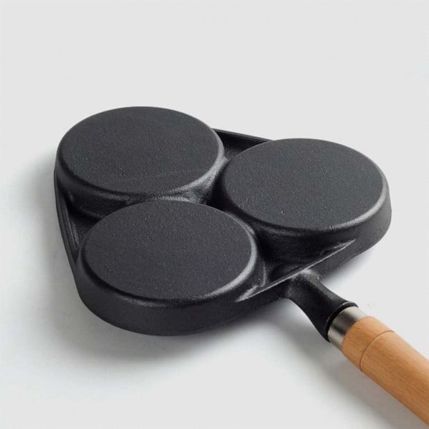 SOGA 3 Mold Cast Iron Breakfast Fried Egg Pancake Non-stick Fry Pan Image 4