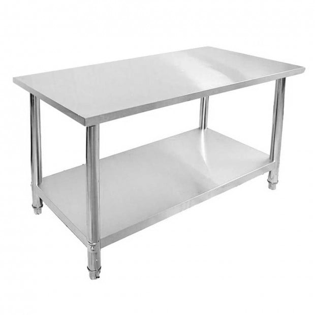 SOGA 80*70*85cm Commercial Catering Kitchen Stainless Steel Bench with Bottom Shelf Image 4