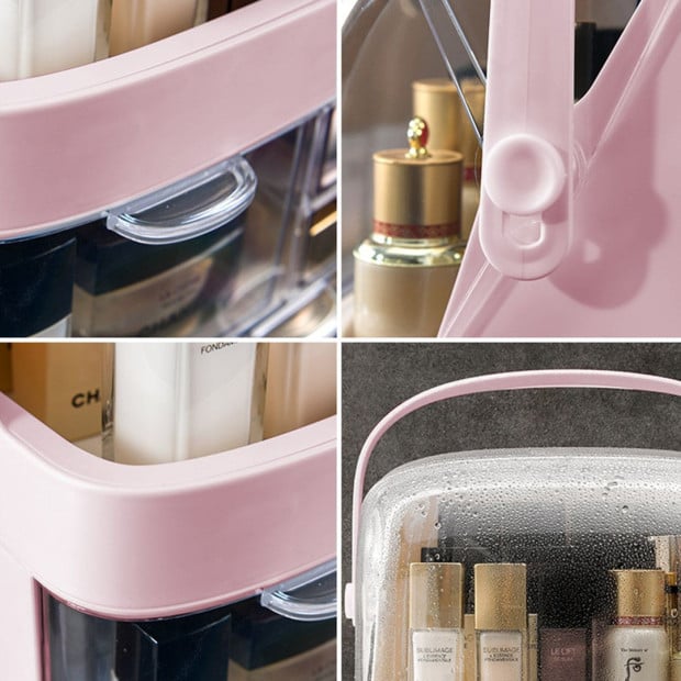 2 Tier Pink Countertop Makeup Cosmetic Storage Organiser Image 5