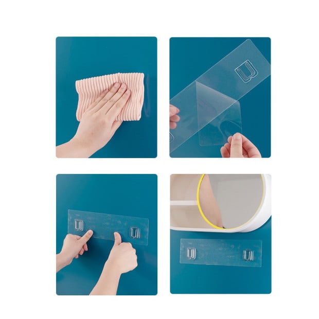 39cm Oval Wall-Mounted Mirror Storage Box Vanity Mirror Rack Image 5