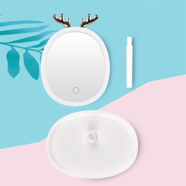 White Antler LED Light Makeup Mirror Magnification Tabletop Image 5