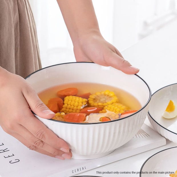 White Ceramic Dinnerware Crockery Soup Bowl Plate Server Set of 4 Image 5