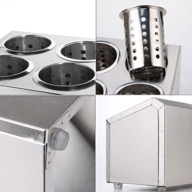 18/10 Stainless Steel Conical Utensils Square Cutlery Holder 4 Holes Image 5