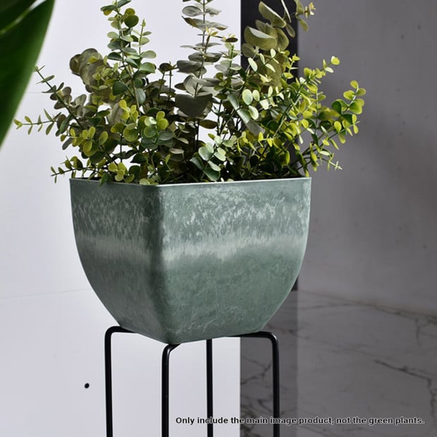 32cm Green Grey Square Resin Plant Flower Pot Planter Cachepot Image 5