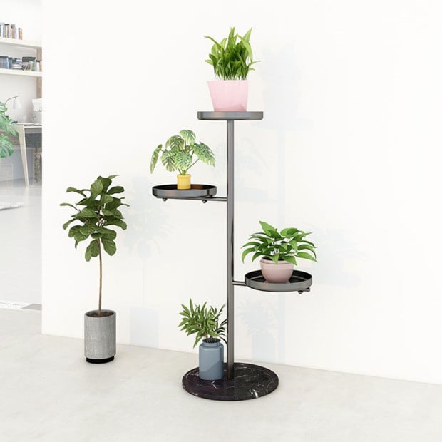 3 Tier Black Round Plant Stand Flowerpot Tray Display Metal Image 5