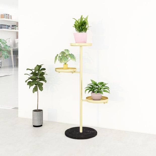 3 Tier Gold Round Plant Stand Flowerpot Tray Display Living Room Image 4