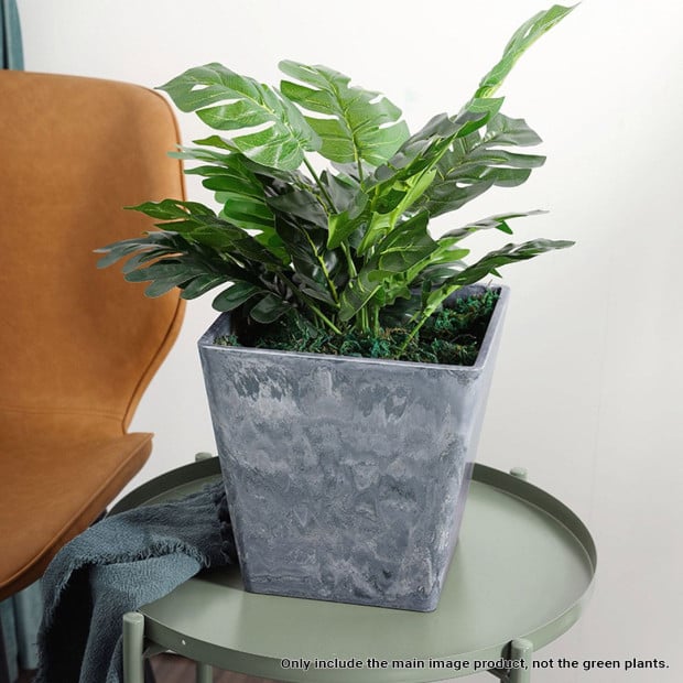 27cm Weathered Grey Square Resin Plant Flower Pot Cachepot Planter Image 5