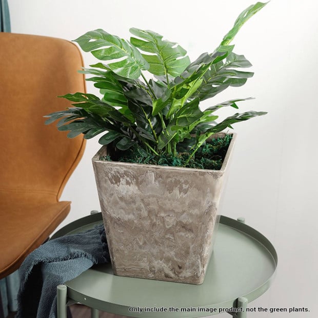 27cm Sand Grey Square Resin Plant Flower Pot Planter Cachepo Image 5
