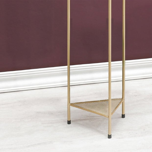 2 Layer 81cm Gold Metal Plant Stand with Blue Flower Pot Corner Rack Image 5