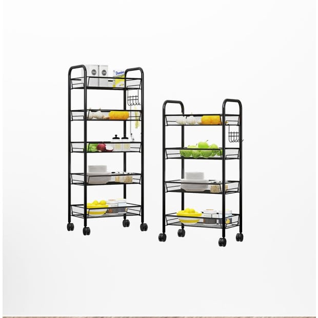3 Tier Steel Black Bee Mesh Kitchen Cart Multi-Functional Shelves Image 5