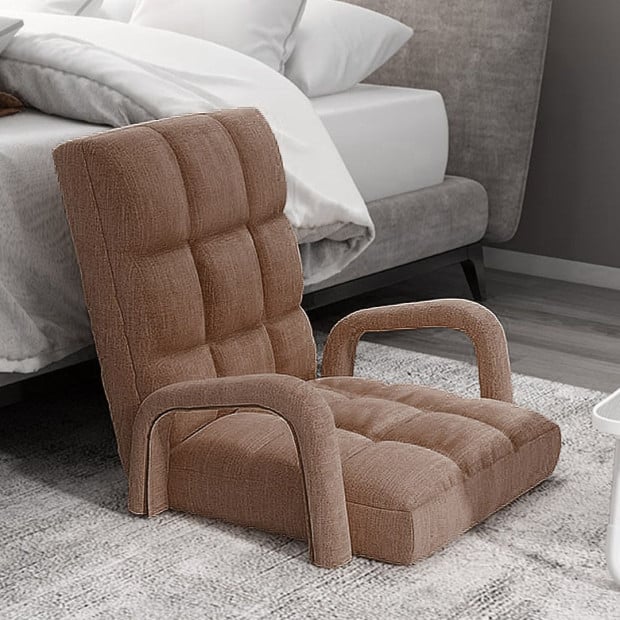 Foldable Lounge Cushion Adjustable Floor Recliner Chair Armrest Coffee Image 5