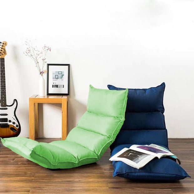 Foldable Tatami Floor Sofa Lounge Chair Recliner Lazy - Green Image 5
