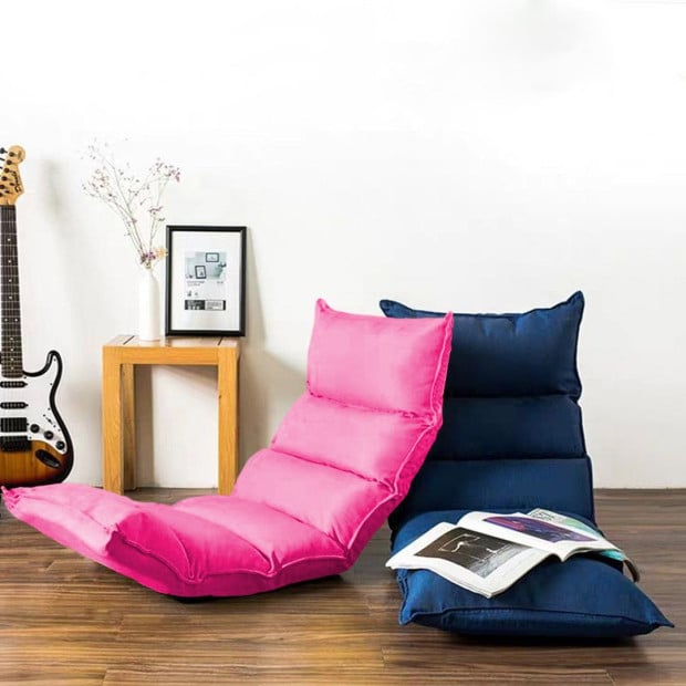 Foldable Tatami Floor Sofa Meditation Lounge Chair Recliner Pink Image 5