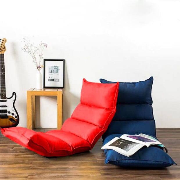 Foldable Tatami Floor Sofa Meditation Lounge Chair Recliner Red Image 5