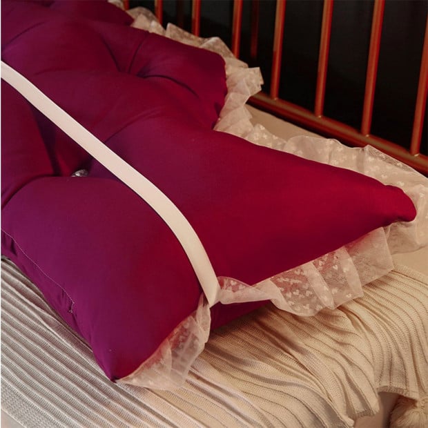 180cm Burgundy Princess Bed Pillow Backrest Bedside Tatami Cushion Image 5