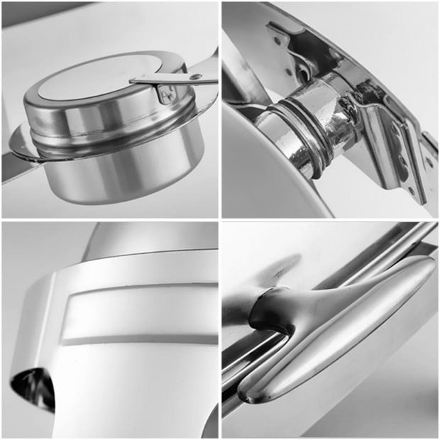 SOGA 6L Stainless Steel Chafing Food Warmer Catering Round Roll Top Image 5