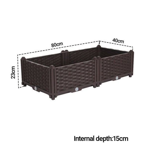 80cm Raised Planter Box Flower Outdoor Plastic Plants Garden Bed Image 5