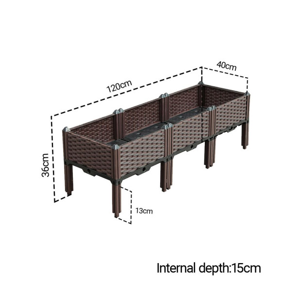 120cm Raised Garden Bed Planter Box Vegetable Plastic Plants w/ Legs Image 5