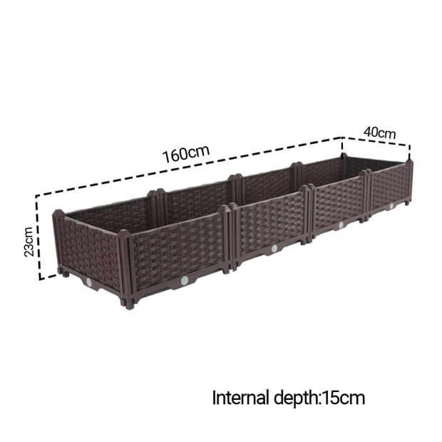 160cm Raised Planter Box Vegetable Outdoor Plastic Plants Garden Bed Image 5