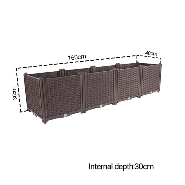 160cm Raised Planter Box Herb Outdoor Plastic Plants Garden Bed Deepen Image 5