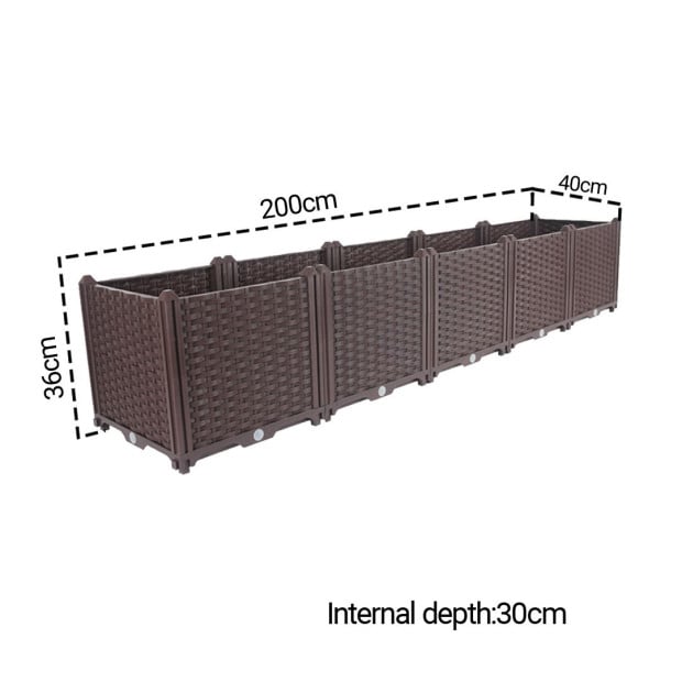 200cm Raised Planter Box Outdoor Plastic Plants Garden Bed Deepen Image 5