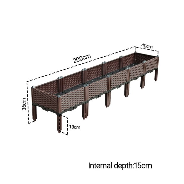 200cm Raised Planter Box Outdoor Plastic Plants Garden Bed with Legs Image 5
