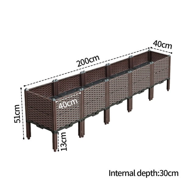 200cm Raised Garden Bed Planter Box Herb Plants with Legs Deepen Image 5