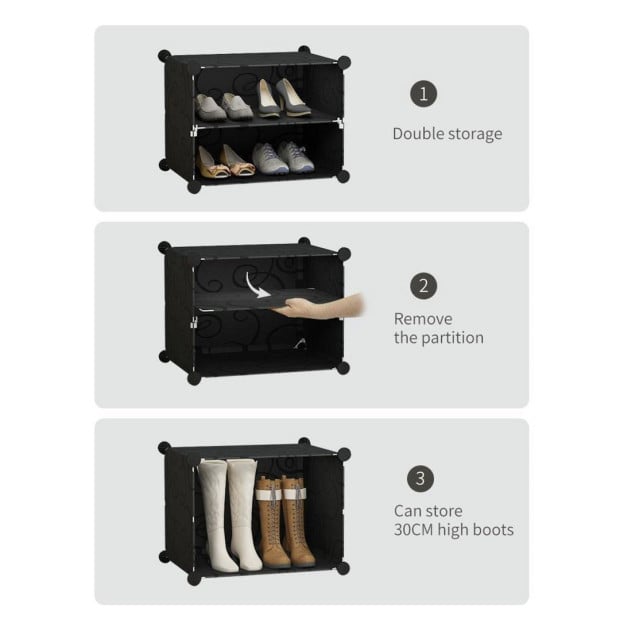 4 Tier 2 Column Shoe Rack Organizer Sneaker Footwear Storage Cabinet Image 5