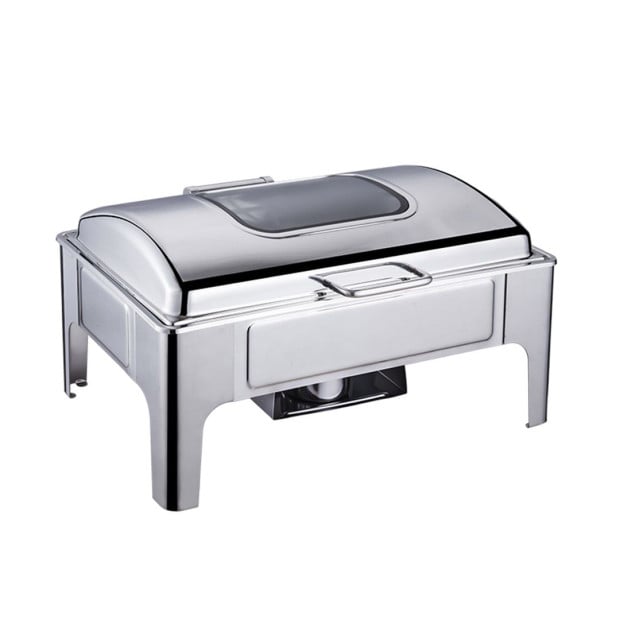 9L Rectangular Stainless Steel Soup Warmer Roll Top Chafing Dish Image 5