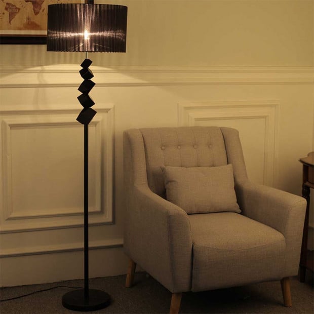SOGA Floor Lamp Metal Base Standing Light with Dark Shade Tall Lamp Image 5
