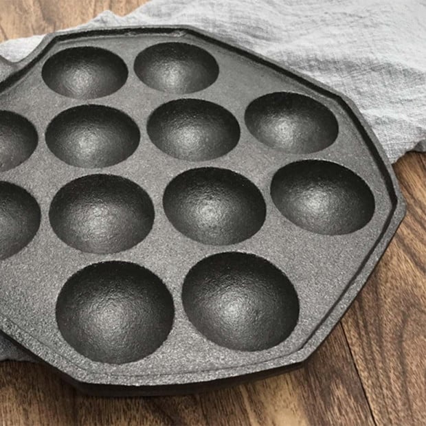 SOGA 18CM Cast Iron Non Stick Takoyaki Fry Pan Octopus Balls Maker Image 5