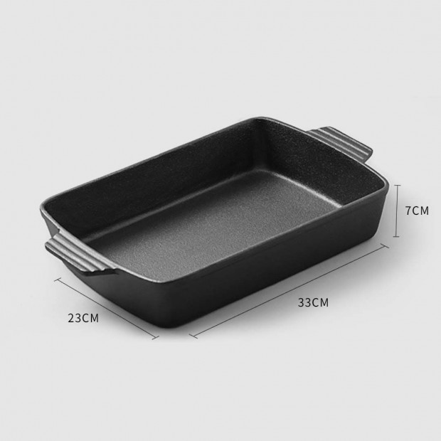 SOGA 2X 33cm Cast Iron Rectangle Bread Cake Baking Dish Pan Image 5