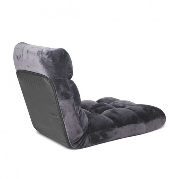 SOGA Floor Recliner Folding Lounge Sofa Couch Folding Chair Grey Image 6