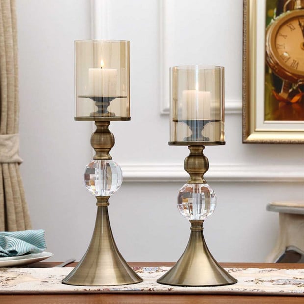 SOGA 37cm Glass Candle Holder Candle Stand Glass Metal with Candle Image 5
