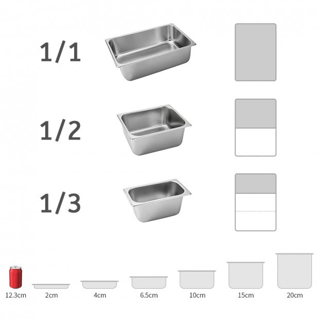 Gastronorm GN Pan Full Size 1/3 GN Pan 6.5 cm Stainless Steel Tray Image 5