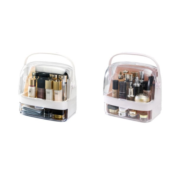 2 Tier Pink Countertop Makeup Cosmetic Storage Organiser Image 6